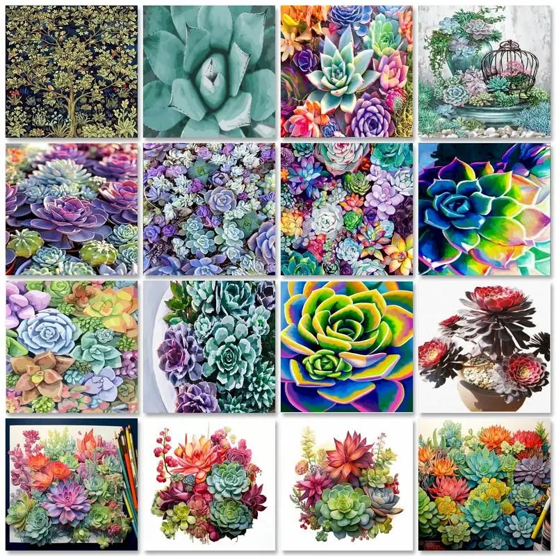 

GATYZTORY 40x50cm DIY Painting By Numbers With Frame Colorful Plant Handpainted Oil Painting Acrylic Paint On Canvas Gift