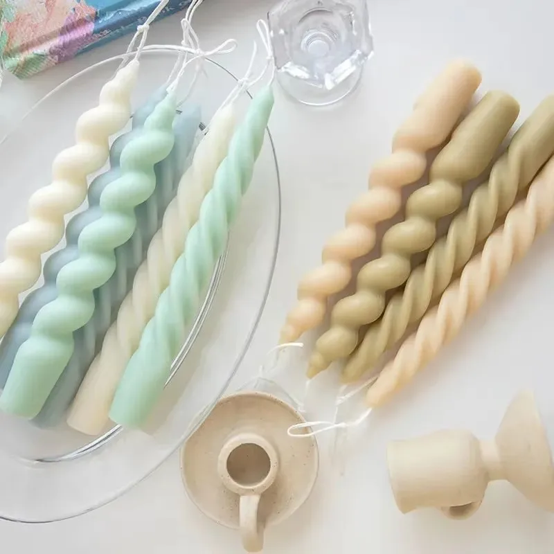 DIY Spirale lange Stange Kerze Silikonform handgemachte rotierende Stange Duftkerze Form Home Decor Geschenk Kerzenherstellung Zubehör