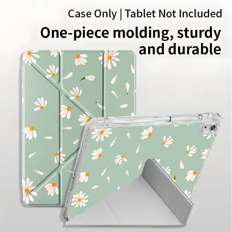 

Pastel Daisy Green Holder Cover Tablet Case For iPad 11th 10th 9th 8th 7th 12.9inch Air 4 5 M3 M2 M4 11inch Pro 2025 Mini 6 7