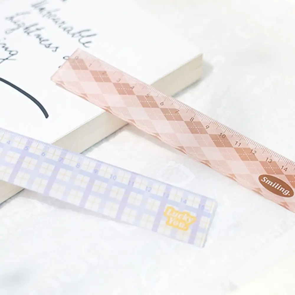 1 Pcs Checkerboard Straight Ruler Kawaii Stationery Office School Measuring Drawing Tools