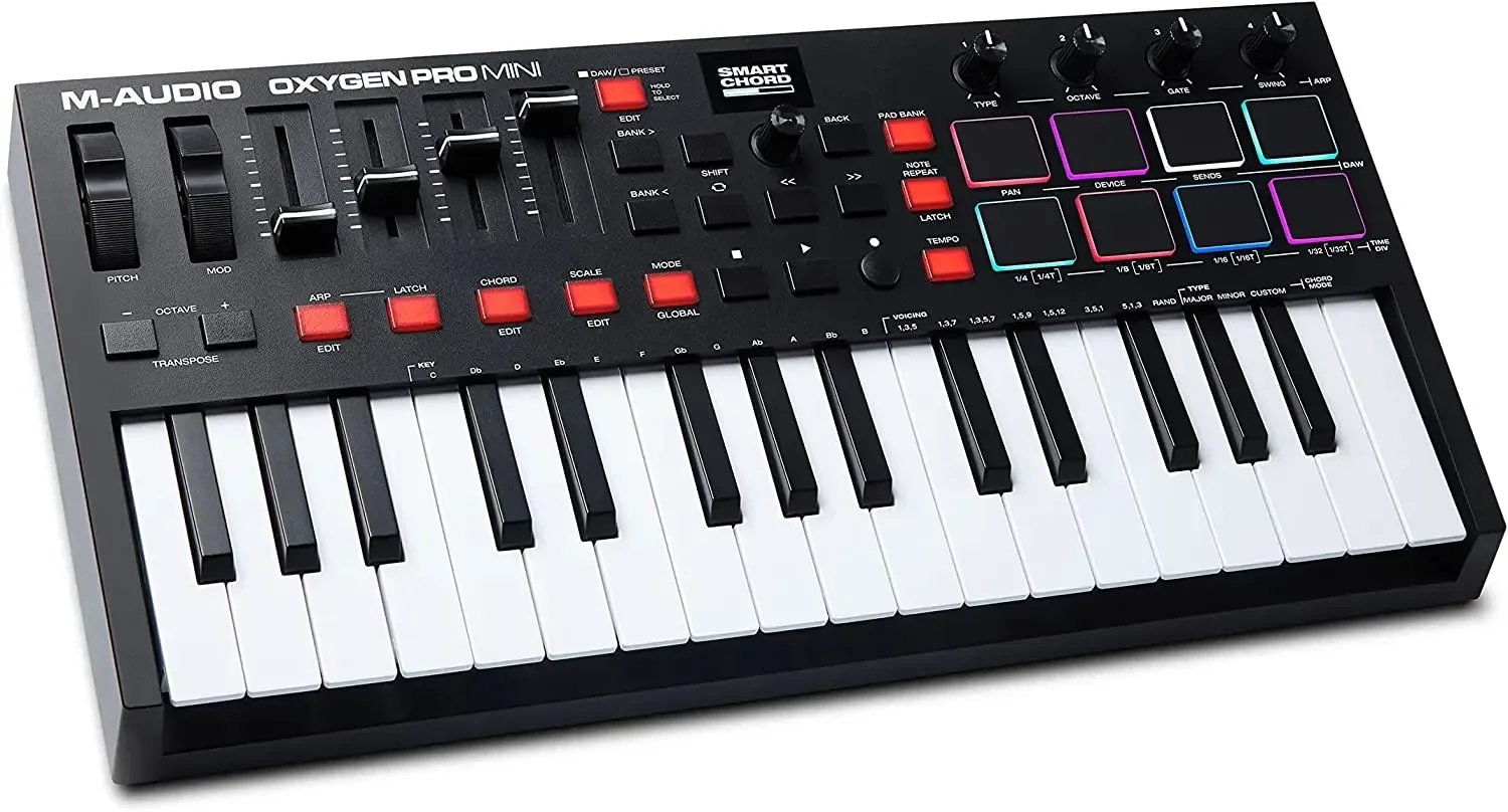 Descuento de verano del 50% M-Audio Oxygen Pro Mini – Teclado MIDI USB de 32 teclas