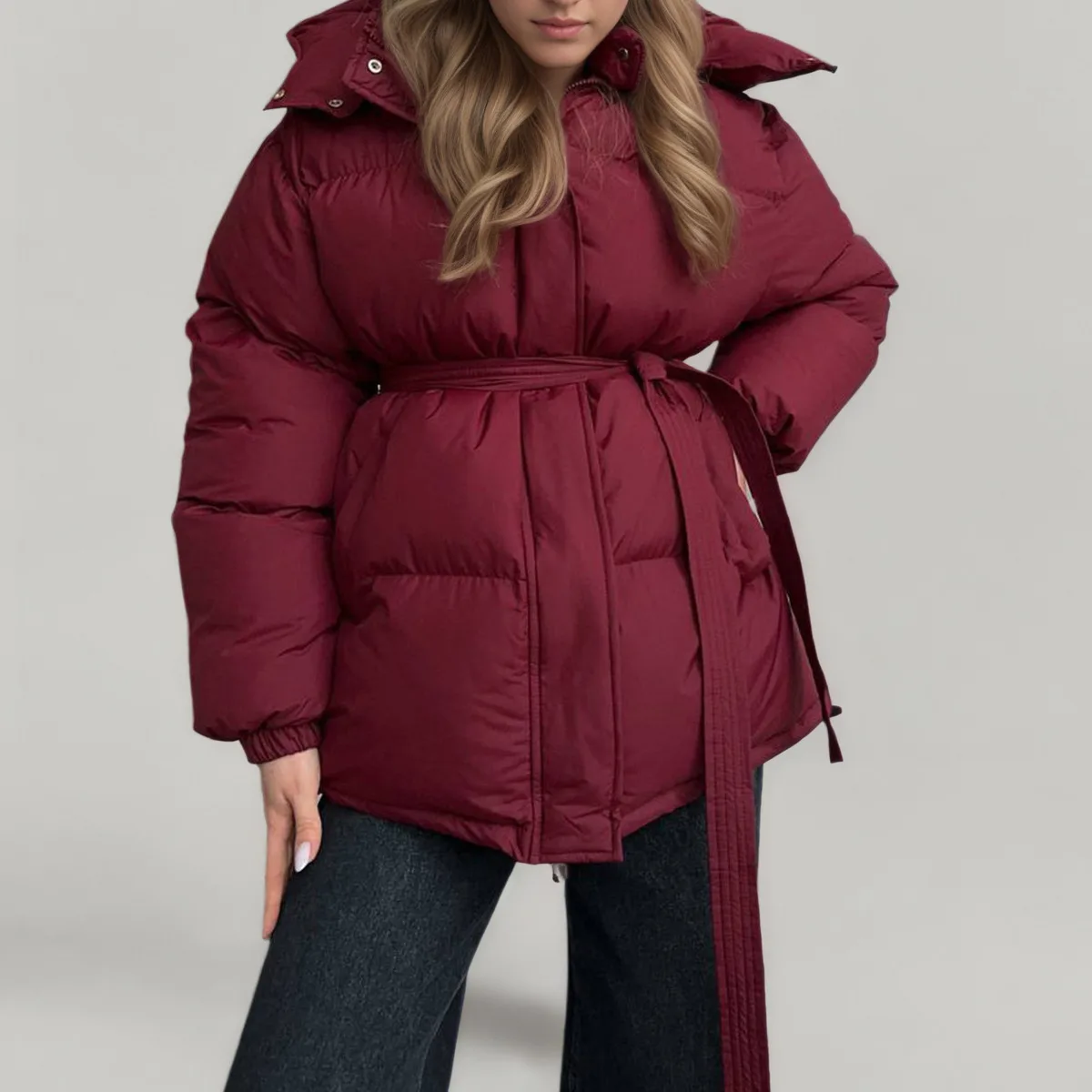 CiCi المرأة تعادل الخصر معطف منتفخ شتاء دافئ البوليستر مقنعين سترة لخريف ملابس خارجية موضة سترة غير رسمية الشارع الشهير #2