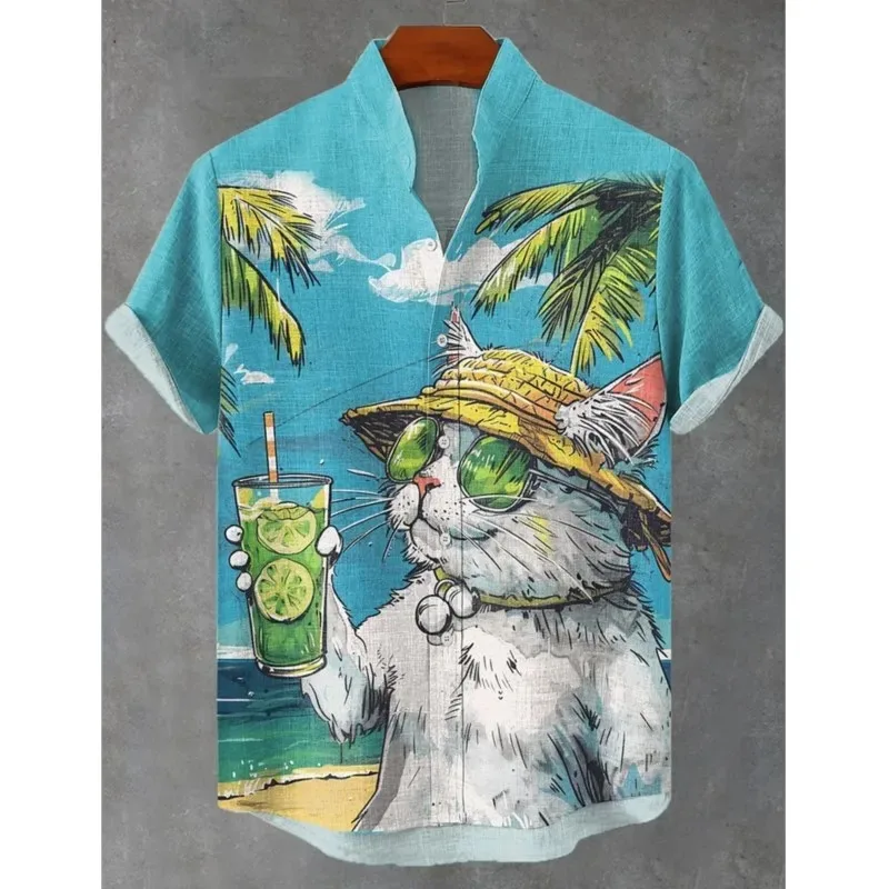 

Мужская повседневная одежда: 3D цифровая печать, гавайская рубашка, стильный кардиган с коротким рукавом