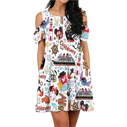 2024 Disney Mickey Cruise abito Sexy abito da crociera manica corta da donna Land Mickey And Friends Beach Dress Y2K