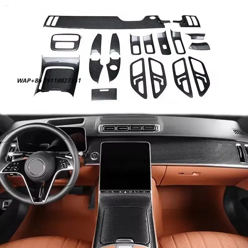 

Carbon Fiber W223 Car Interior Dashboard Center Console Cover Trim for 2020 S Class W223 S350 S400 S420 Interior Upgrade