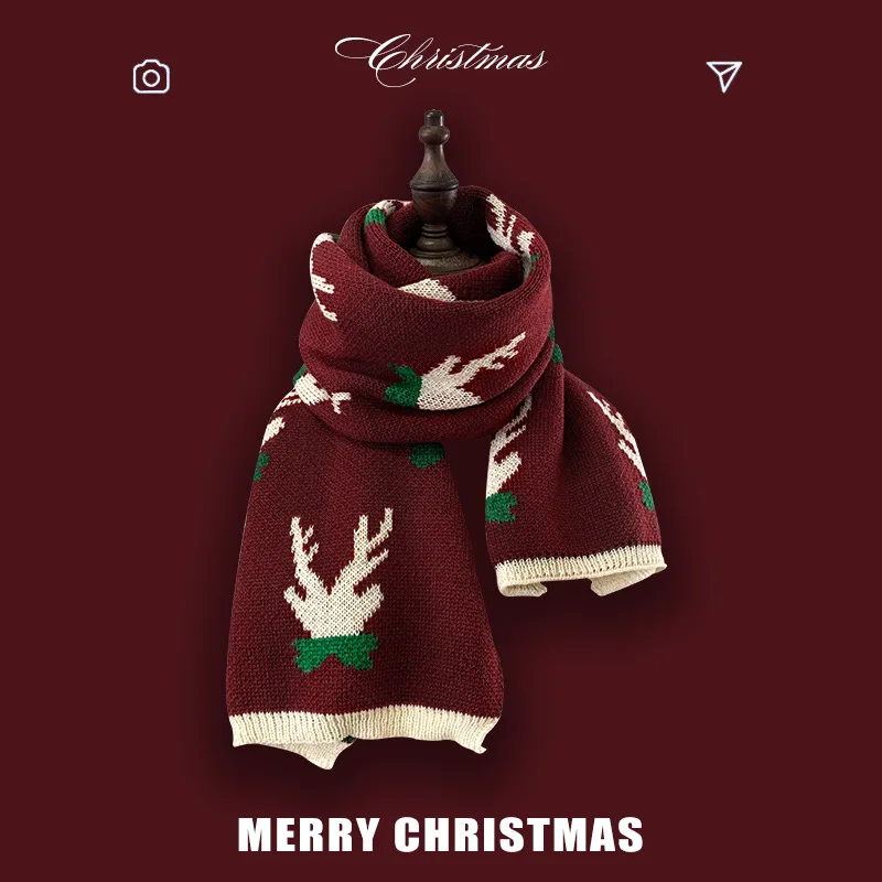 2024 New Red Christmas Scarf Winter Imitation Cashmere Winter Warmth Women\'s Fashion Plaid Scarf Christmas Gifts