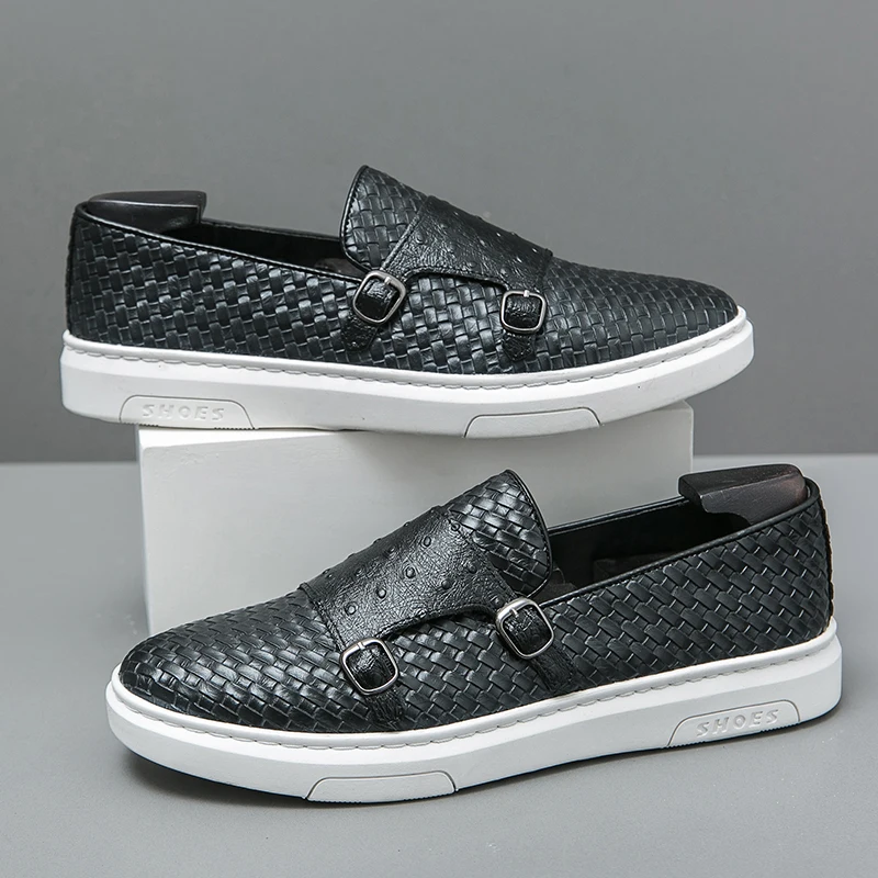 

Весенние деловые официально крокодиловые мужские лоферы с двойной пряжкой, кожаные мужские туфли без шнуровки на плоской подошве, модная свадебная обувь для жениха