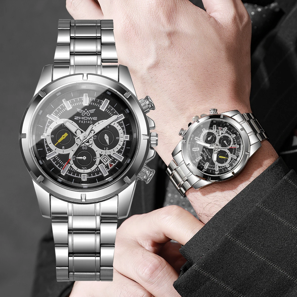 

Роскошные мужские деловые часы, модные кварцевые часы с календарем для мужских часов Reloj Hombre (без коробки)