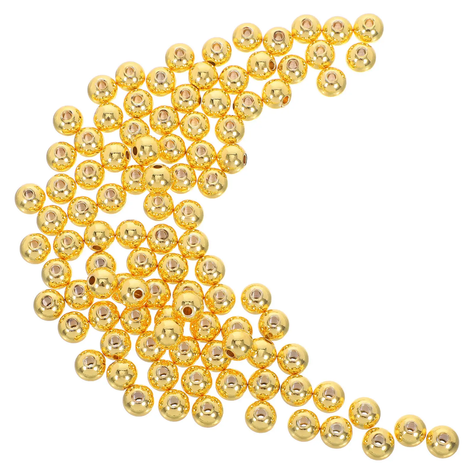 100Pcs 8Mm Fortune Symbol Golden Filled Round Spacer Beads for Jewelry Making DIY Crafts Bracelet Necklace Earring Design