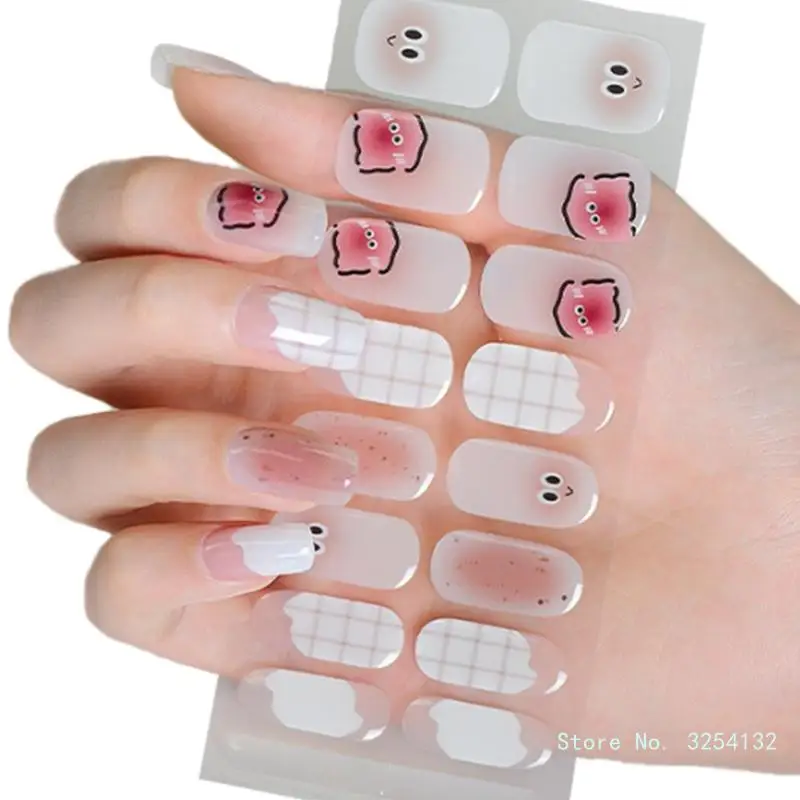 Semi cured Gel Nail Stickers UV/LED Lamp Required Gel Nail Polish Wraps Fashion Design Gel Nail Art Stickers for Women