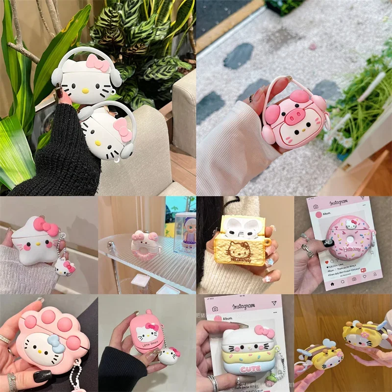 

New Cartoon Hello Kitty Case for Apple AirPods 4 Earphone Cover for Airpods Pro 2 3 2 1 Pro Pro2 Silicone Soft Protective Case