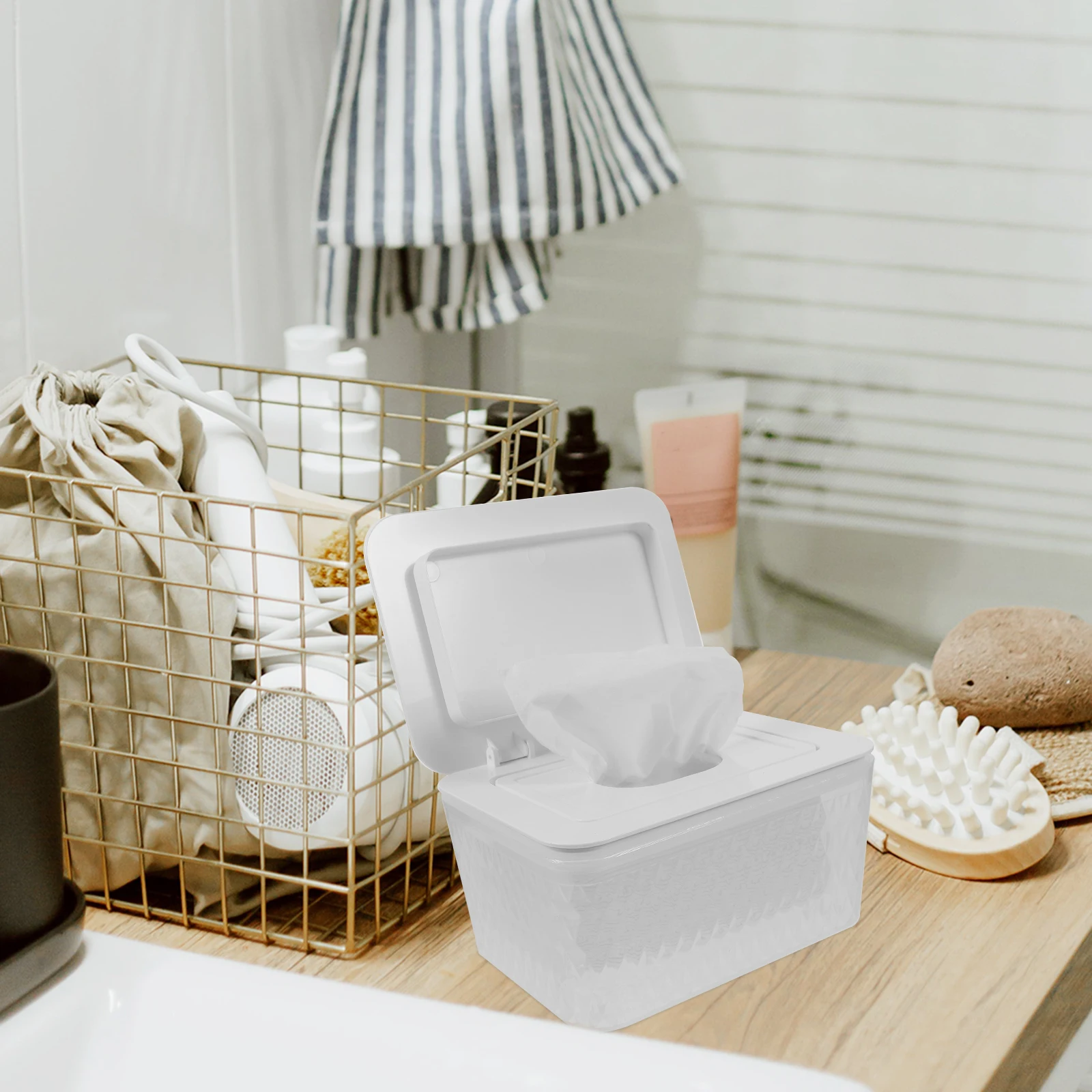 

Wipes Container Holder Bathroom Tissue Box White Dispenser Refillable Case Travel Reusable Plastic Home Storage