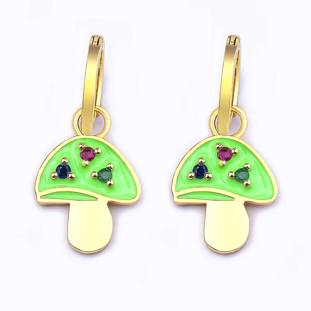 AIBEF New Fashion Enamel Cute Candy Mushroom Pendant Hanging Zircon Earrings Women's Charm Oil Drop Jewelry Party Exquisite Gift