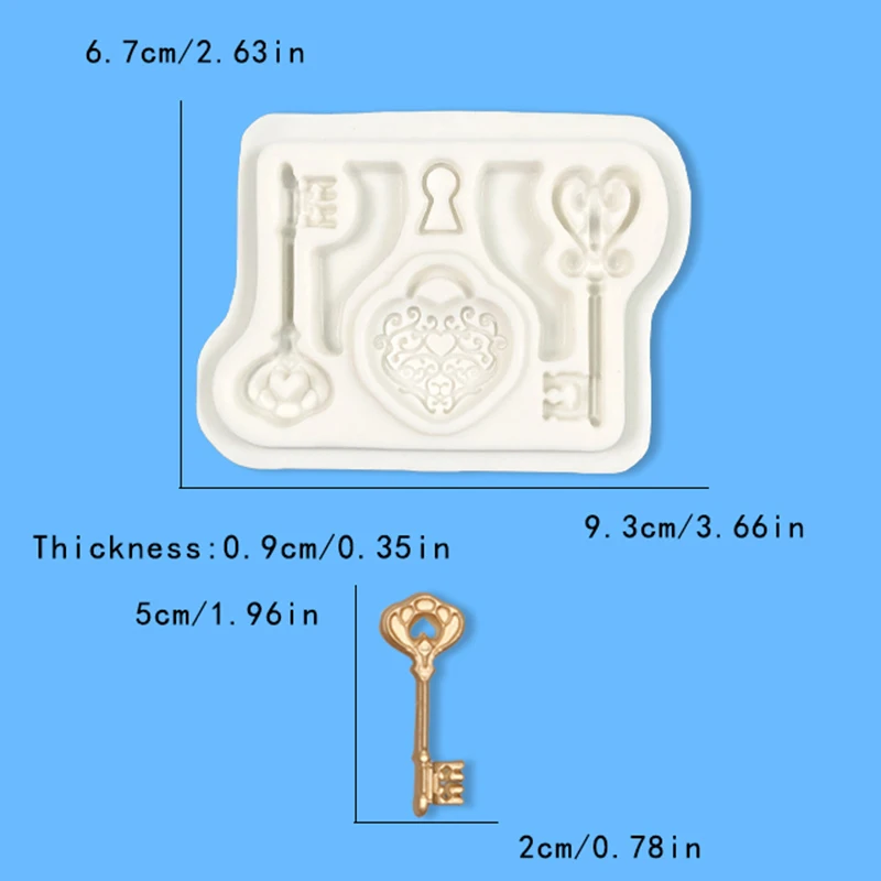 Home key lock button decoration silicone mold European love lock magic key creative decoration DIY chocolate candy mold