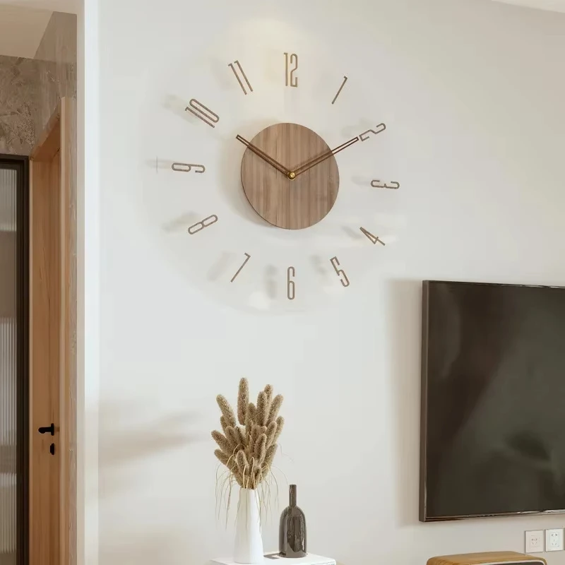 Fashion Clock Wall Clock living room decoration Solid Wood Creative Silent Nordic Simple Quartz Clock Luxury Wall Watch decor