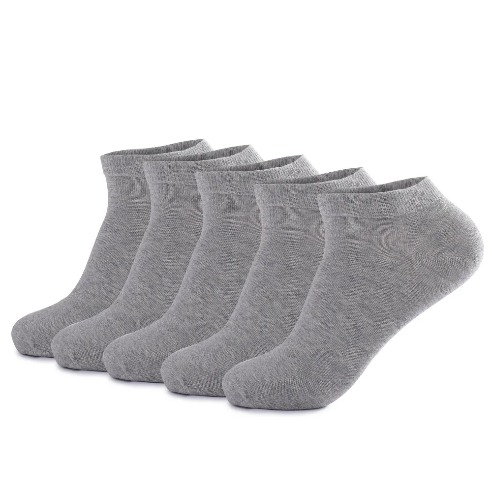 Lot de 5 paires de chaussettes courtes en coton pour homme, lot de 1, blanc, noir, gris, gris, tube bas, rinçage, cadeau