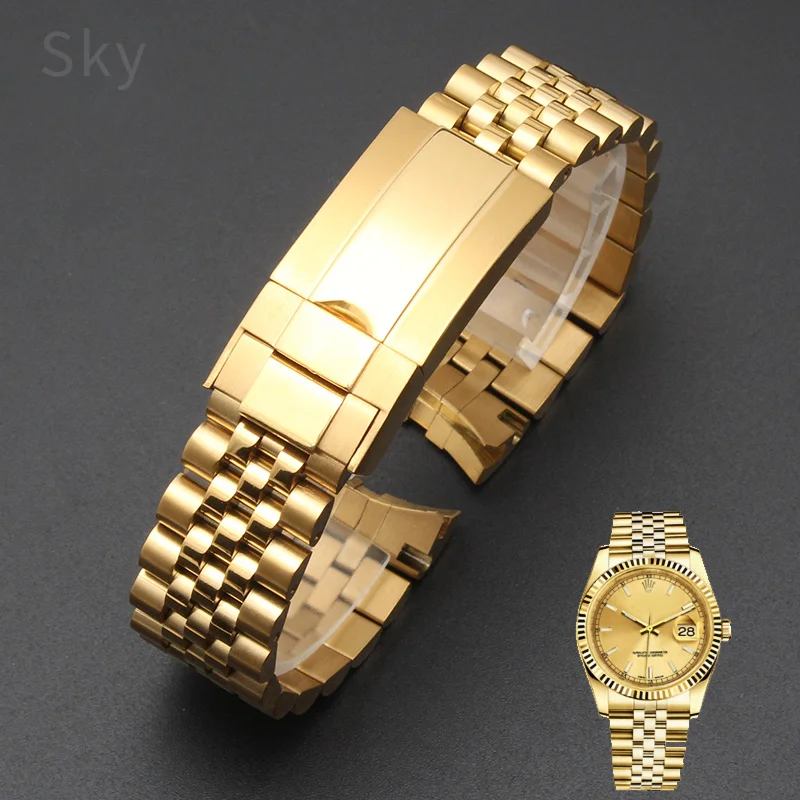 High Quality Solid Stainless Steel Watch Band for Rolex  Refined Belt Log Type Oyster Perpeual Greenwich Type II Strap Men 20mm