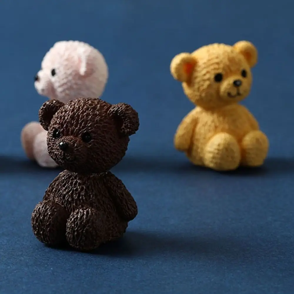 Animal Figurines Cute Miniature Bear Figurines Funny Mini Cartoon Animal Statue Handmade Plastic Bear Ornament Dessert Decor
