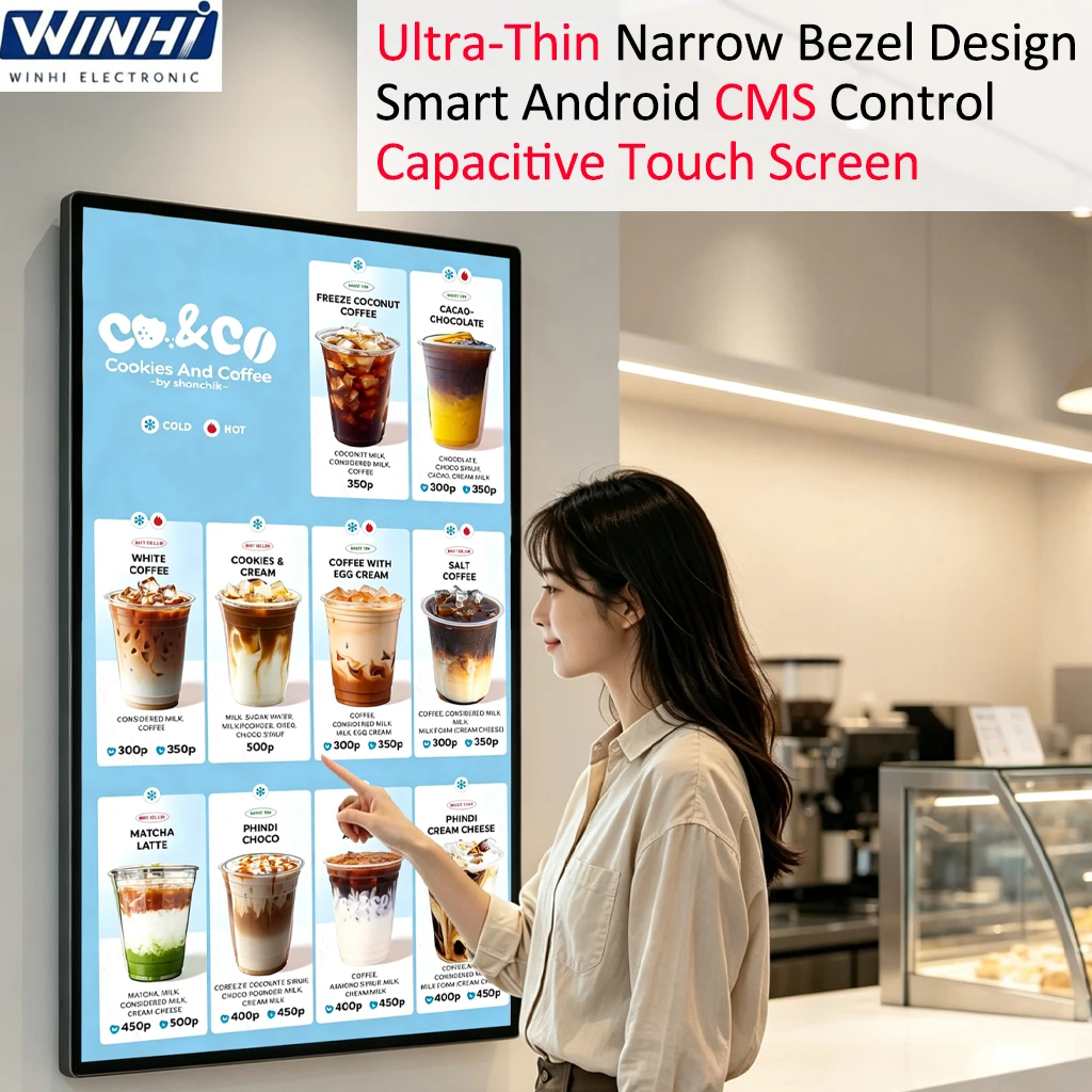 32 43 55 65 Inch Digital Signage Display 4K Android TV Touch Panel LCD Monitor with CMS Cloud Control for Retail Store Advertisi