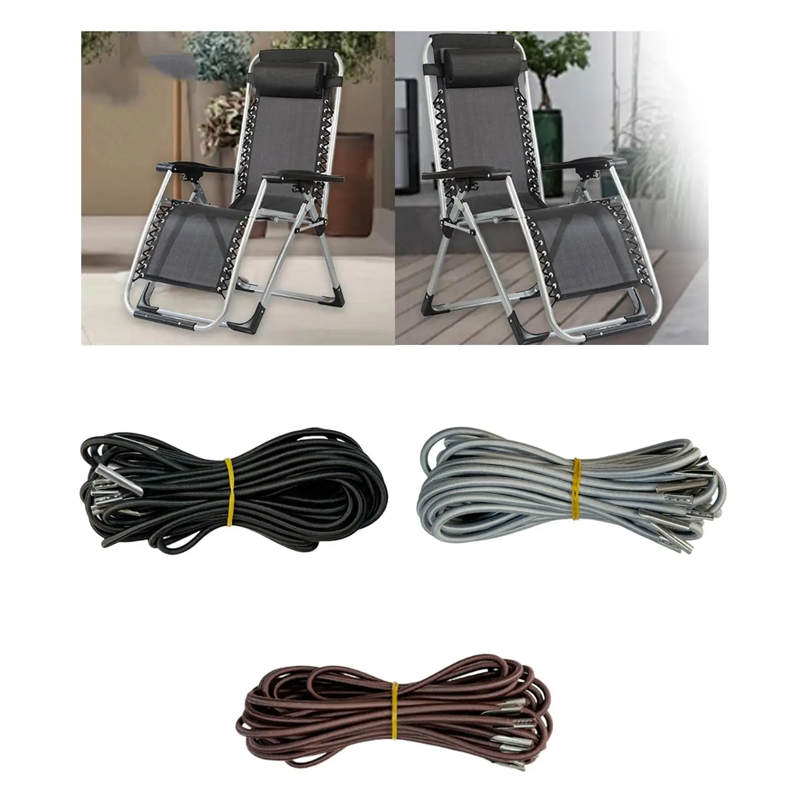 4Pcs Patio Chair Cord, Replacement Elastic Cord Camping Chair Lounge Chair Recliners Outdoor DIY Projects Repair Cord