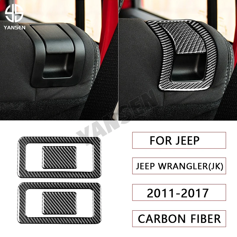 

Car Seat Rear Handle Cover Carbon Fiber Sticker For Jeep Wrangler JK 2011-2017 Interior Decoration