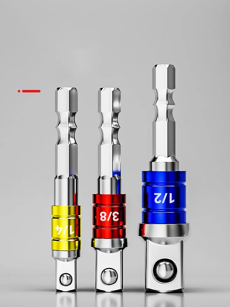 Hex Shank Drill Socket Adapter Set Impact Driver Extension Bar Universal Square Head 1/4 3/8 1/2 Inch Power Tool Accessories