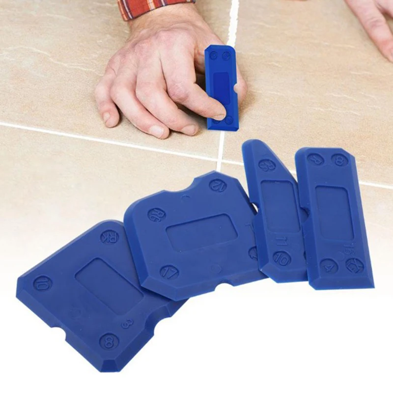 4 pezzi Kit di strumenti per calafataggio blu sigillante per giunti in Silicone spatola raschietto strumenti per la riparazione dei bordi piastrelle