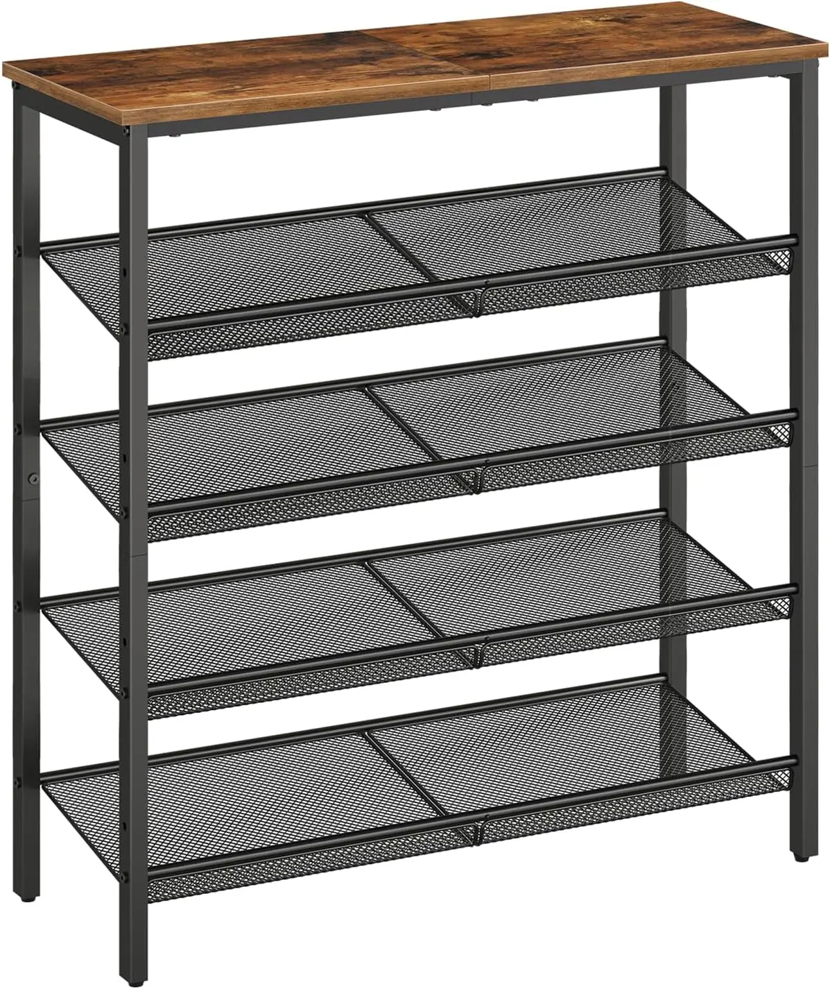 

Shoe Ra For Entryway, 5-Tier Shoe Organizer With Adjustable Mesh Shelves, 16-20 Pairs Of Shoes, Spacious Floor Mount, Metal,