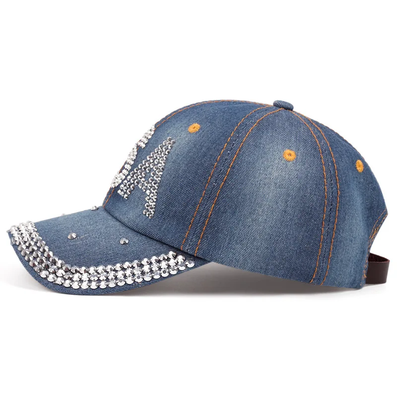 Men's and Women's Windball Caps Diamond-Encrusted USA Letters With Metal Rivets Cap For Vacation Travel