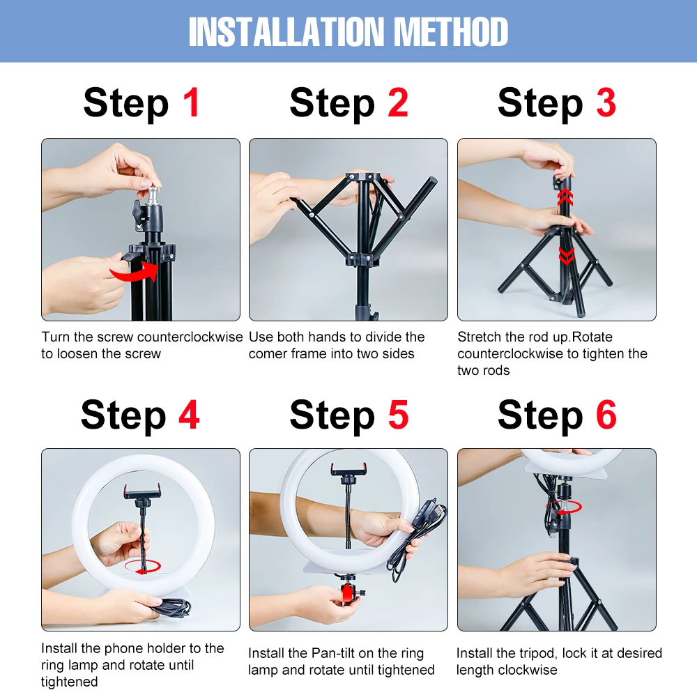 Кольцевая лампа для селфи, фотография, кольцо, заполнение, фото, живое видео, макияж, искусственная лампа, с зажимом для телефона, штатив, USB-кольцо с регулируемой яркостью