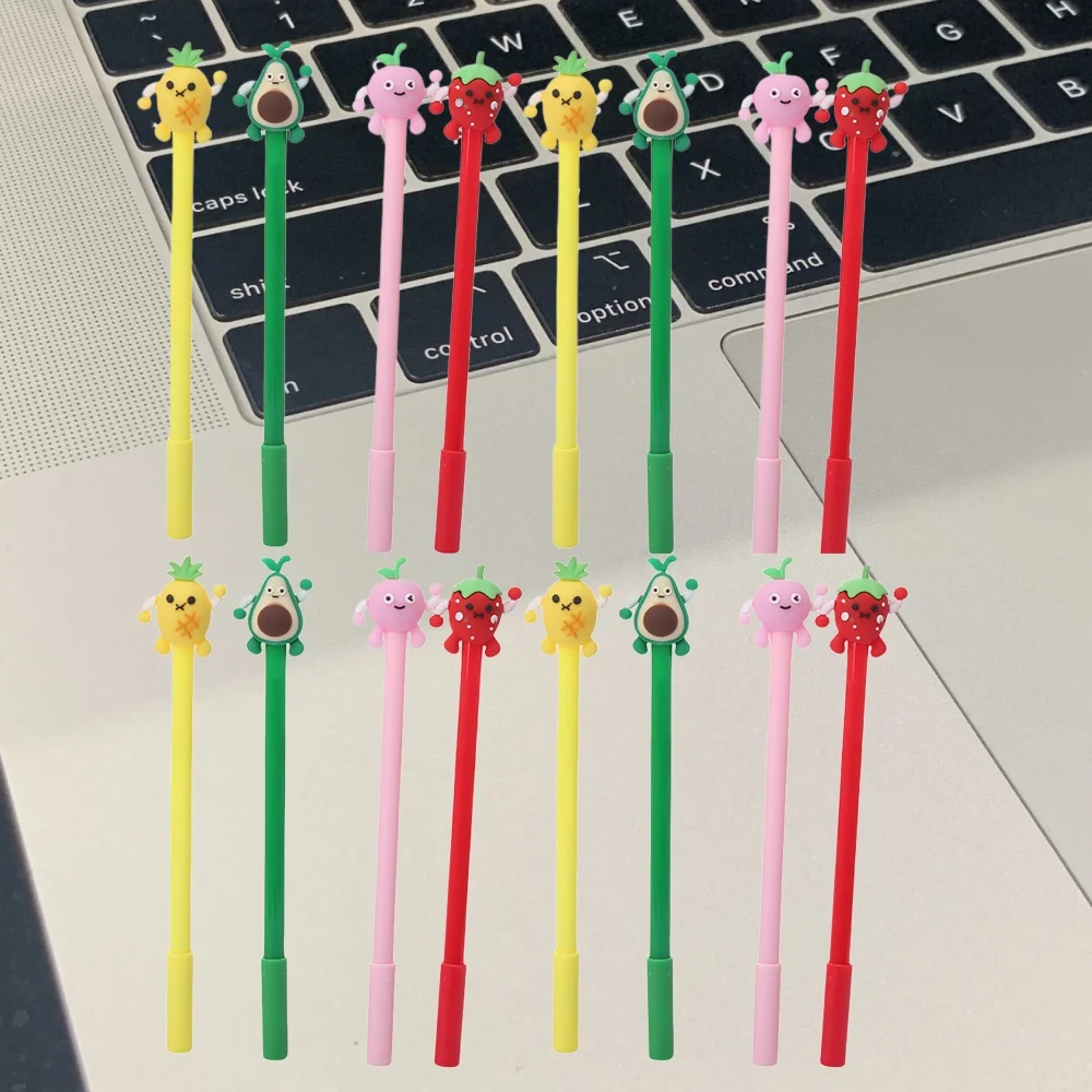 4/8/12 Stück Niedliche Frucht-Gelstifte, Kawaii Fruchtpuppen-Design, Glatter 0,5mm Wasserbasierter Tintenstift für Schüler, Bürobedarf, Geschenk