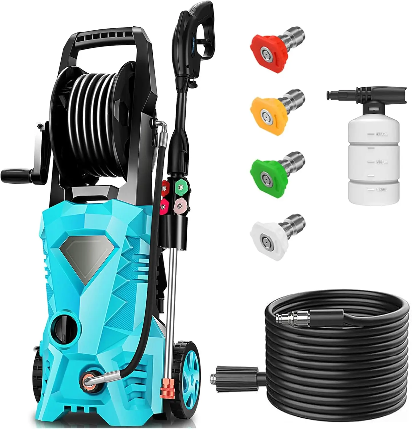 

5000 PSI Electric Pressure Washer with 33ft Hose, 4 Nozzles for Cars, Fences, Windows