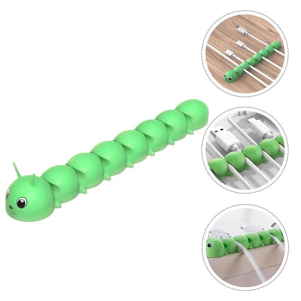 1Pcs Silicone Data Cable Organizer Caterpillar Shape Cables Self-Stick Smooth Surface Desktop Wire Management Tool