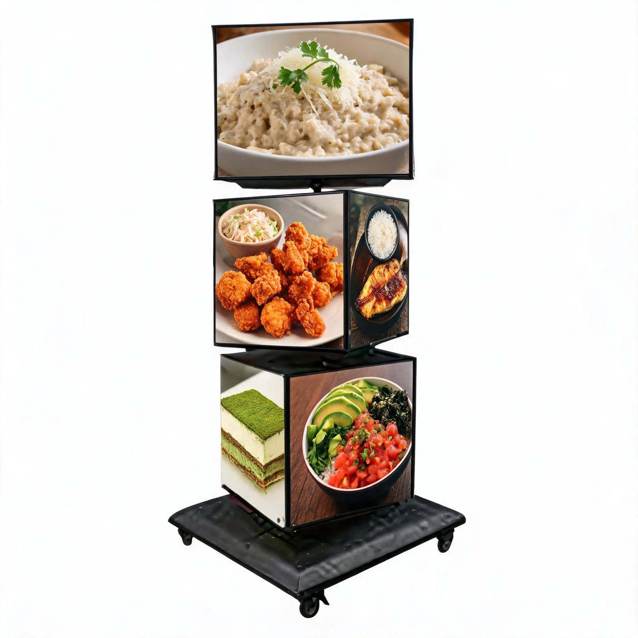 Custom Rotating Cube LED Advertising Light Box Outdoor Wall Hanging Menu Light Box For Restaurant Advertising Display Shop Sign