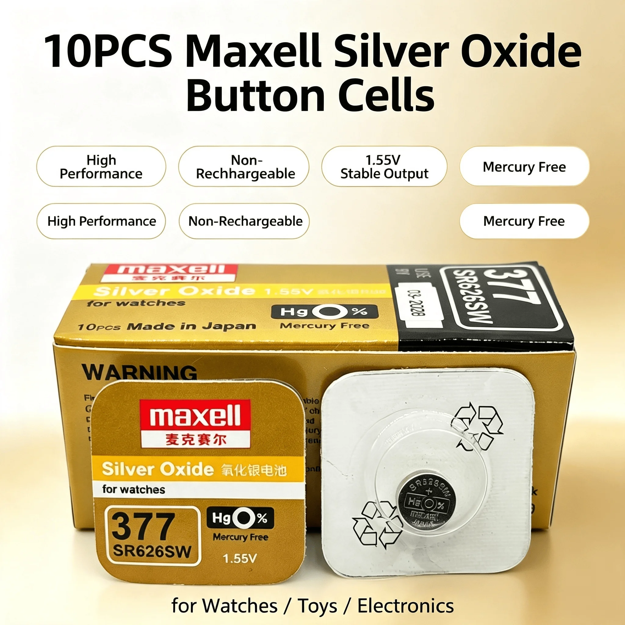10PCS Maxell SR626SW SR621SW SR920SW SR616SW Silver Oxide Button Cells Non-Rechargeable For Watches Toys