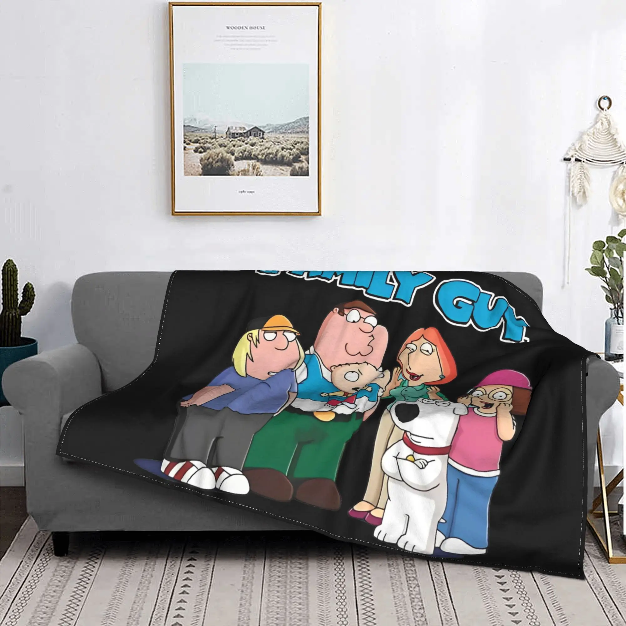 Familien Jungs Cartoon-Decken Peter Griffin Fleece Lustige weiche Überwurfdecke für Bettwäsche