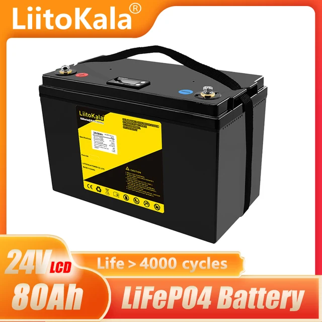 LiitoKala Lifepo4 24V 70AH Battery 8S 100A BMS 25.6V 80AH Lithium Ion Battery Pack 29.2V Charge Voltage for Boat Trolling Motor