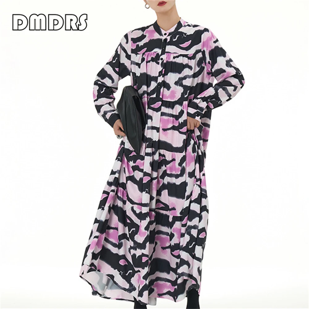 

2024 Spring New Real Images Women Dresses Bohemian Women's Summer Dress Full Sleeves Contrast Colors Long Skirt