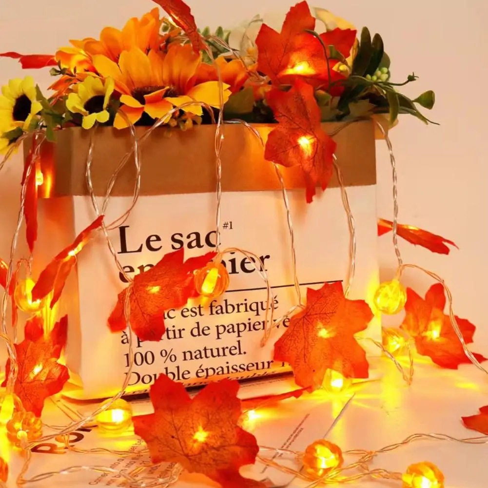 1,5M 3M 6M LED-pompoen esdoornbladeren lichtsnoer - USB/batterijaangedreven kerstverlichting, los de stroombegrenzing op, helder en duurzaam