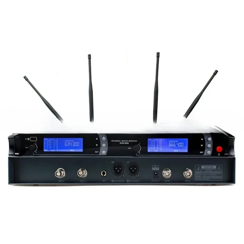 SKM9000 Professional Uhf Wireless Microphone 2 Channel Handheld Microphone Receive 150m For Karaoke Show Stage Performance