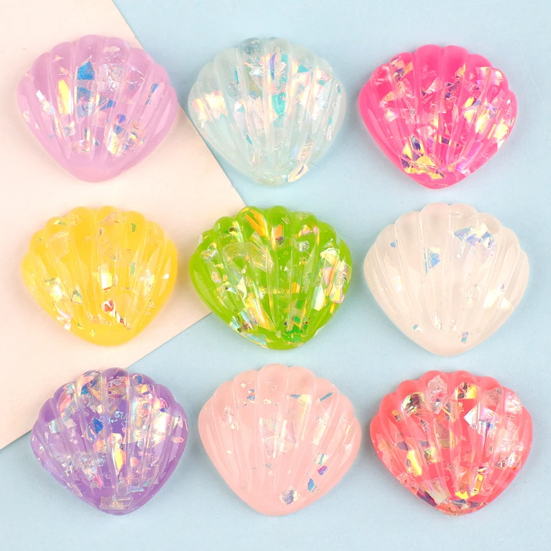 35pcs Kawaii Cute Shining Pearl Shells Flat Back Resin Cabochons Scrapbooking DIY Jewelry Craft Hair Clip Decoration Accessories