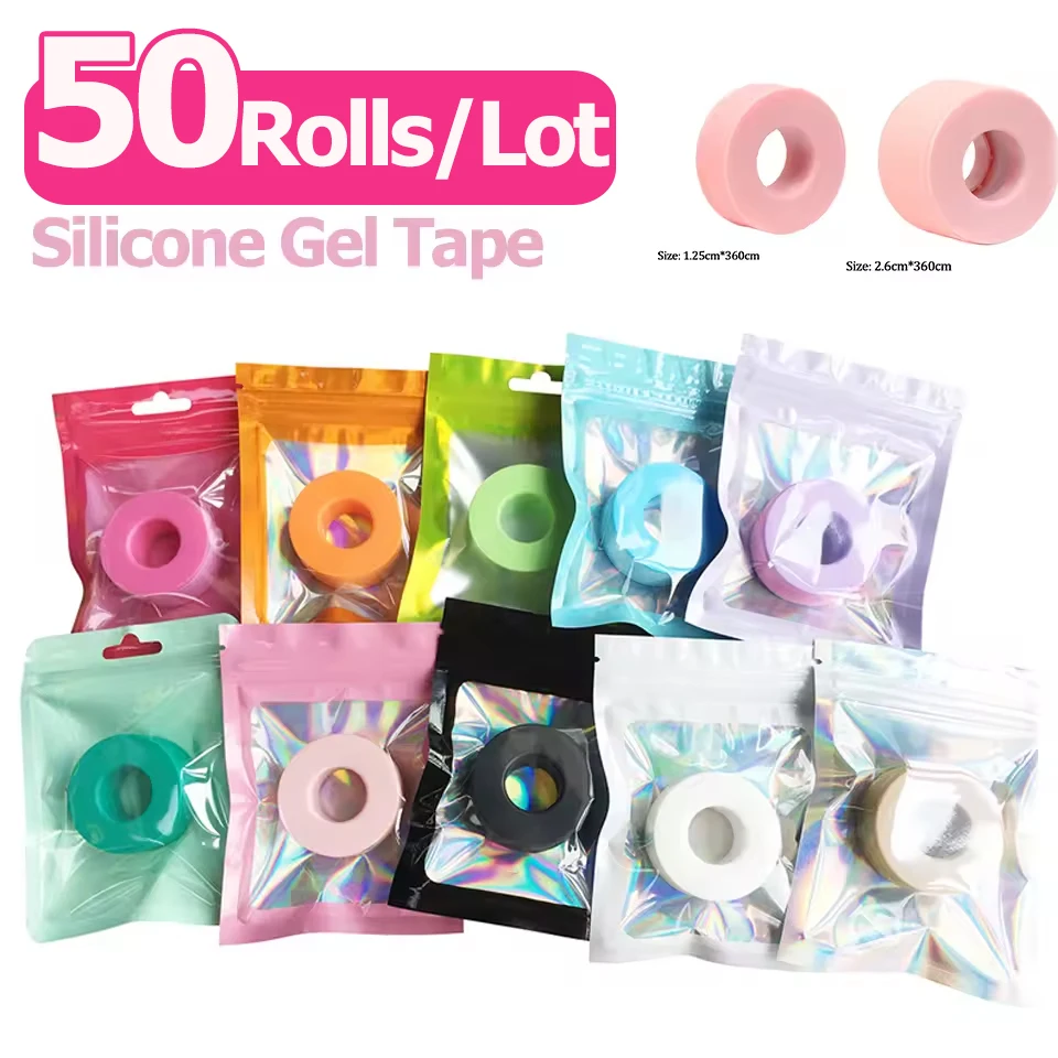 50 rolos/lote fita de gel de silicone para extensão de cílios pele sensível multi uso não tecido respirável sob almofadas de olho fornecedor de remendos