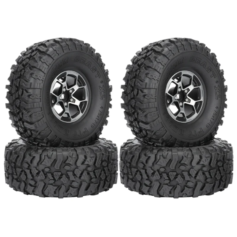 4Pcs 120mm Metal Heavy Duty 1.9 Beadlock Wheel Rim Tire Set for 1/10 RC Crawler Car Axial SCX10 Traxxas TRX4 D90 Redcat