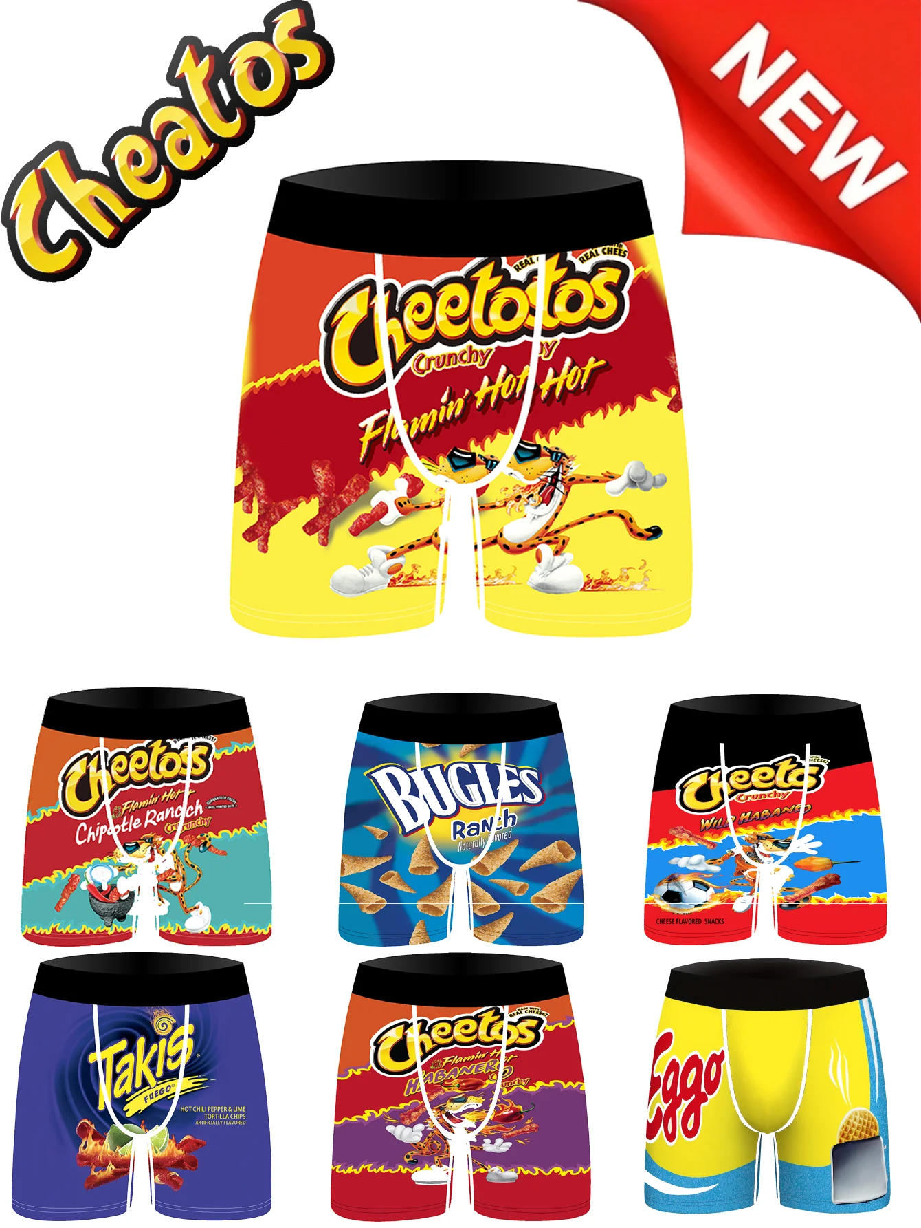 Y2k Top Cheetos Crunchy Food Ropa interior para hombre impresa en 3D Hip Hop Ropa informal genial Ropa deportiva
