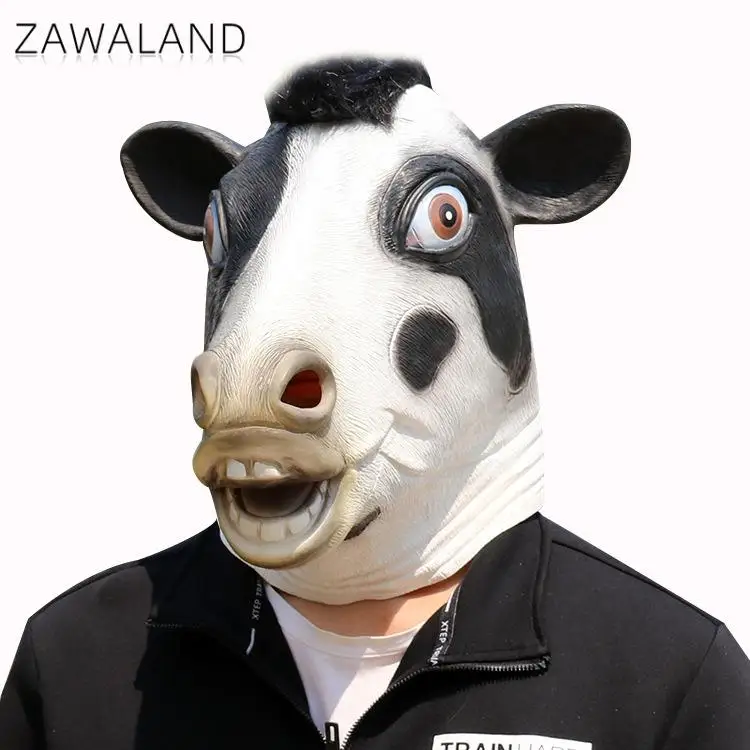 Dairy Cattle Cosplay Masks Adult Animal Cosplay Headgear Halloween Costume Accessories Woman Man Funny Disguise Wear Latex Props