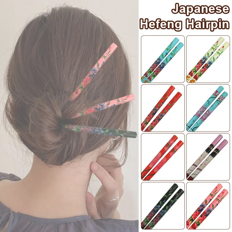 

2/4Pcs Vintage Handmade Hair Pick Sticks Painting Japanese Wood Hairpin Hair Clip For Women Natural Chinese Wooden Chopsticks