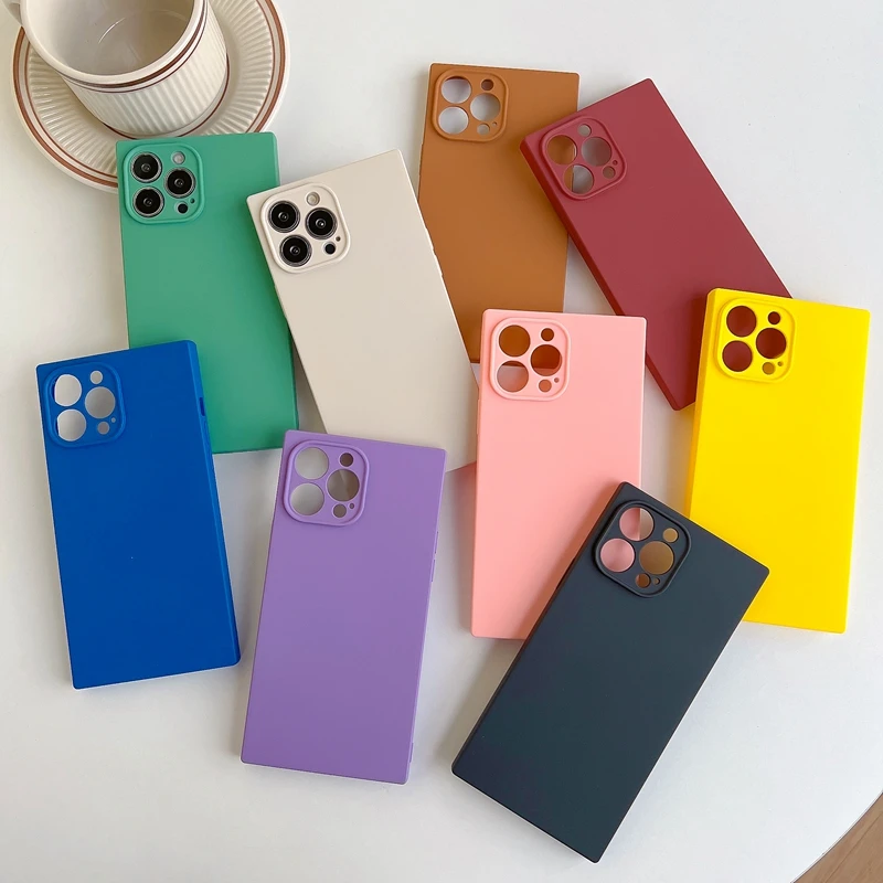 Soft Square Matte Phone Case For iPhone 14 13 11 12 Pro Max X XR XS Max 7 8 Plus SE 2020 Candy Bumper Back Cover