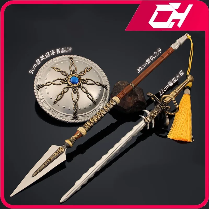 30 cm Dark Destroyer God 2 Ripsaw Storm Chaser Shield Speer van Opstanding Speelgoed Model Set Desktop Ornament Decoraties Gift speelgoed