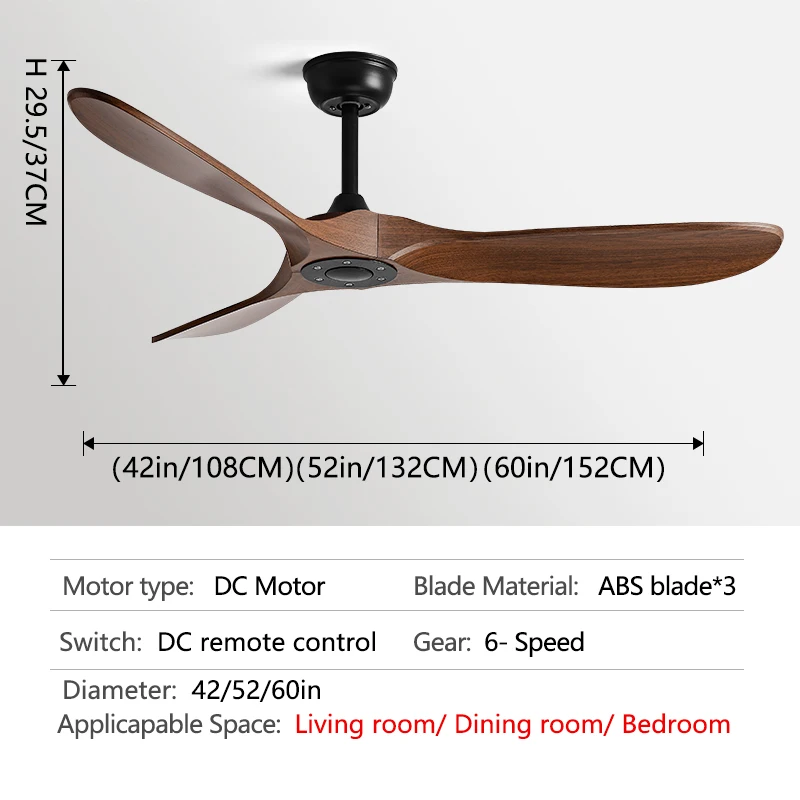 36/42/52/60 inch plafondventilator industriële vintage ABS ventilator geen licht afstandsbediening decoratieve ventilator retro grote ventilatoren