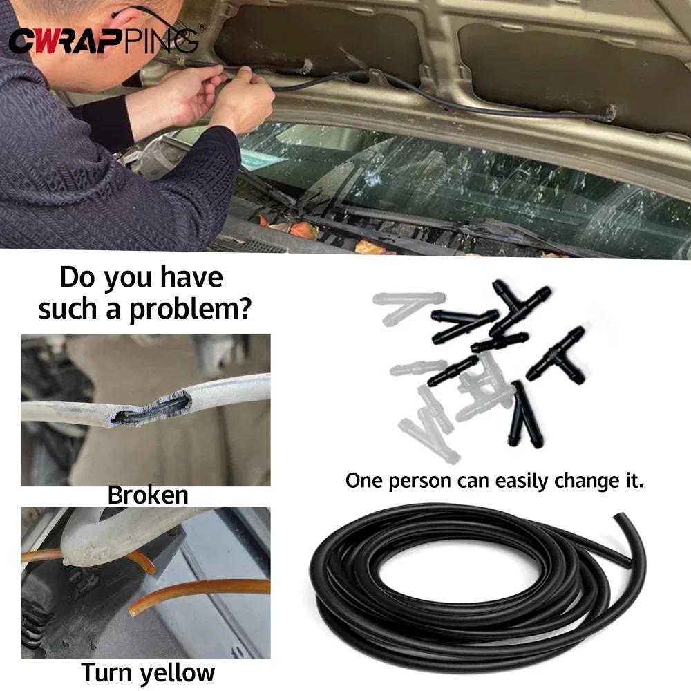 2/4M Car Windshield Washing Machine Nozzle Drainage Hose Protection Kit Screw Washer Tool Vehicle Care Maintenance Accessories